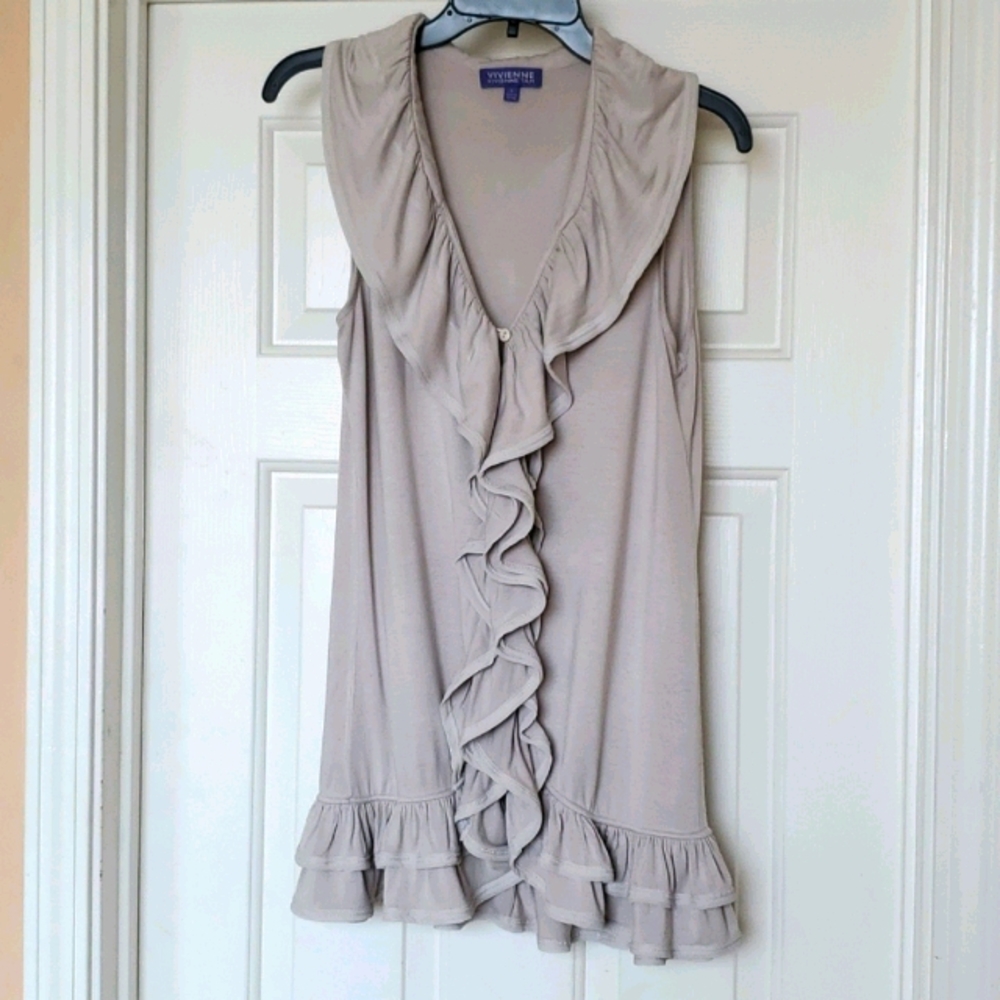 Vivienne Tam Ruffled Cream Top